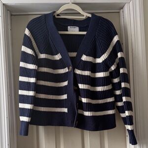 Old Navy Striped Navy and White Cardigan